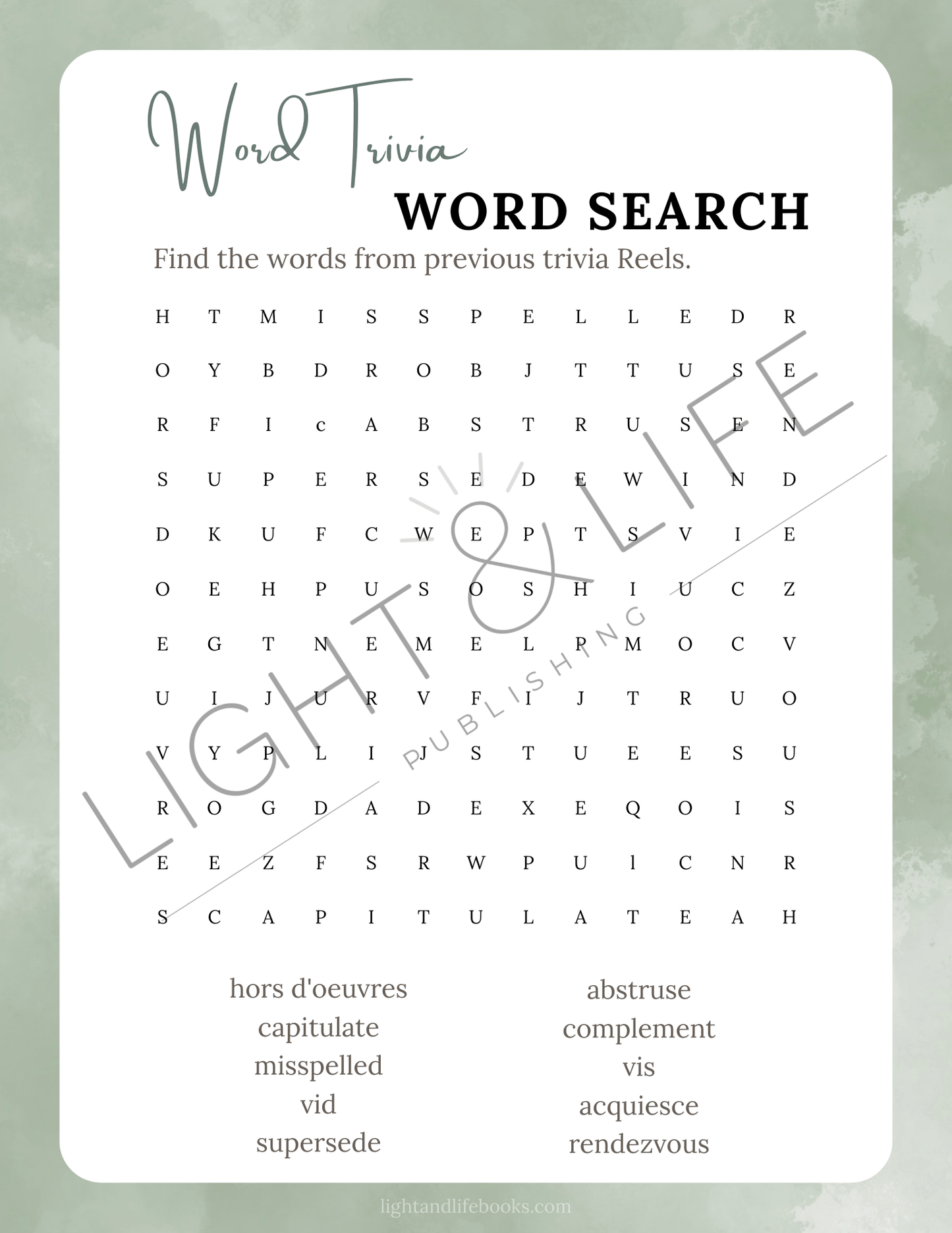 Word Trivia Word Search Digital Download Bundle