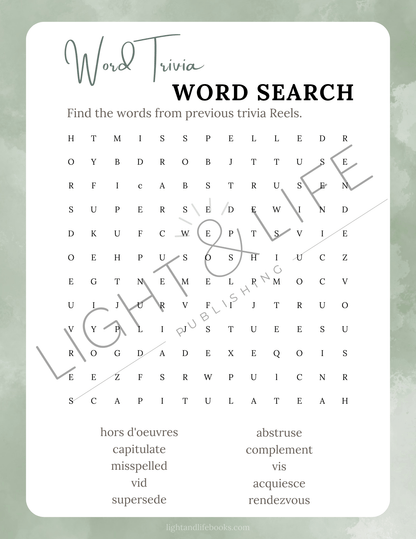 Word Trivia Word Search Digital Download Bundle