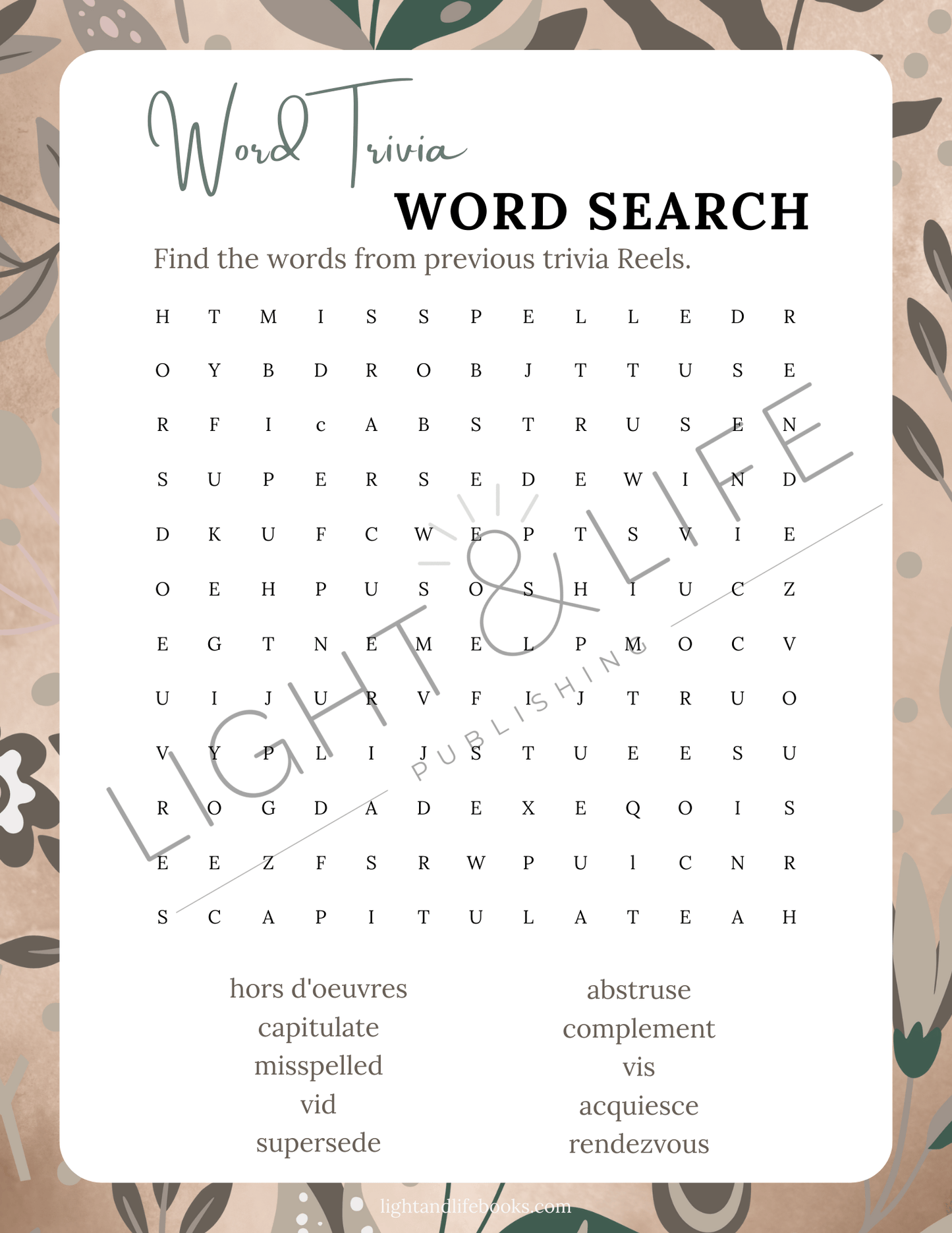 Word Trivia Word Search Digital Download Bundle