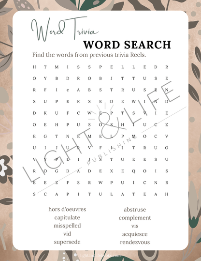 Word Trivia Word Search Digital Download Bundle